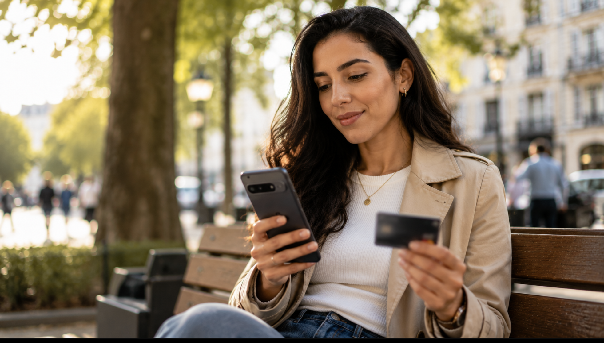 Femme qui effectue une recharge Lycamobile
