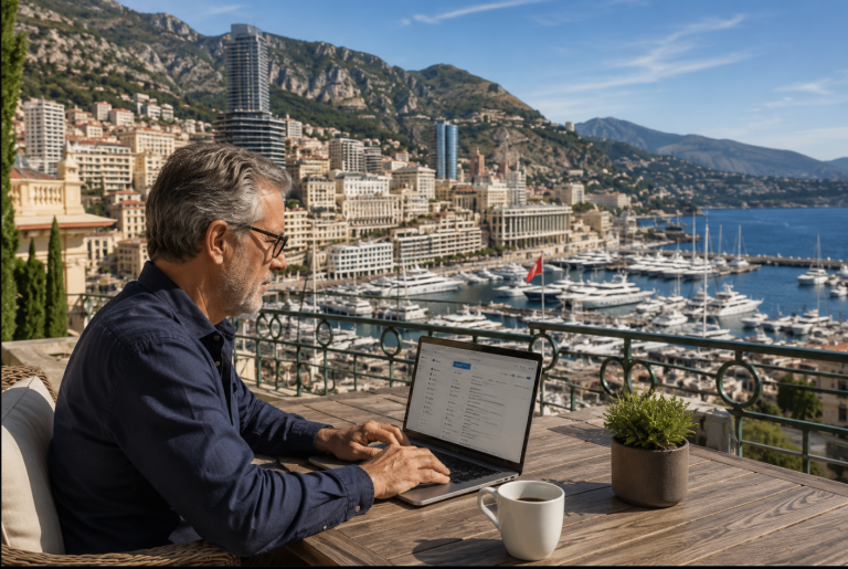 Homme qui tente de se connecter à son monaco telecom webmail